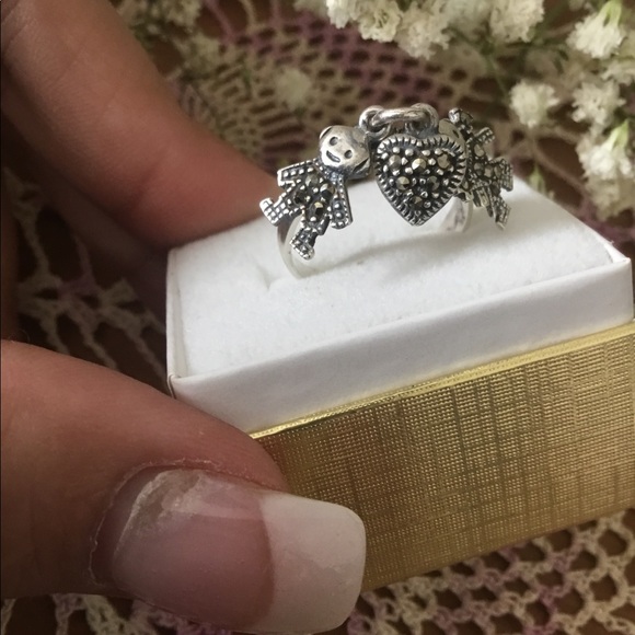 Adorable LiL Boy & Girl Sterling Silver Ring - Picture 3 of 5
